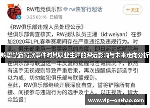 魏震禁赛罚款事件对其职业生涯的深远影响与未来走向分析